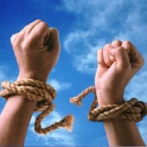 hands tied together with a rope